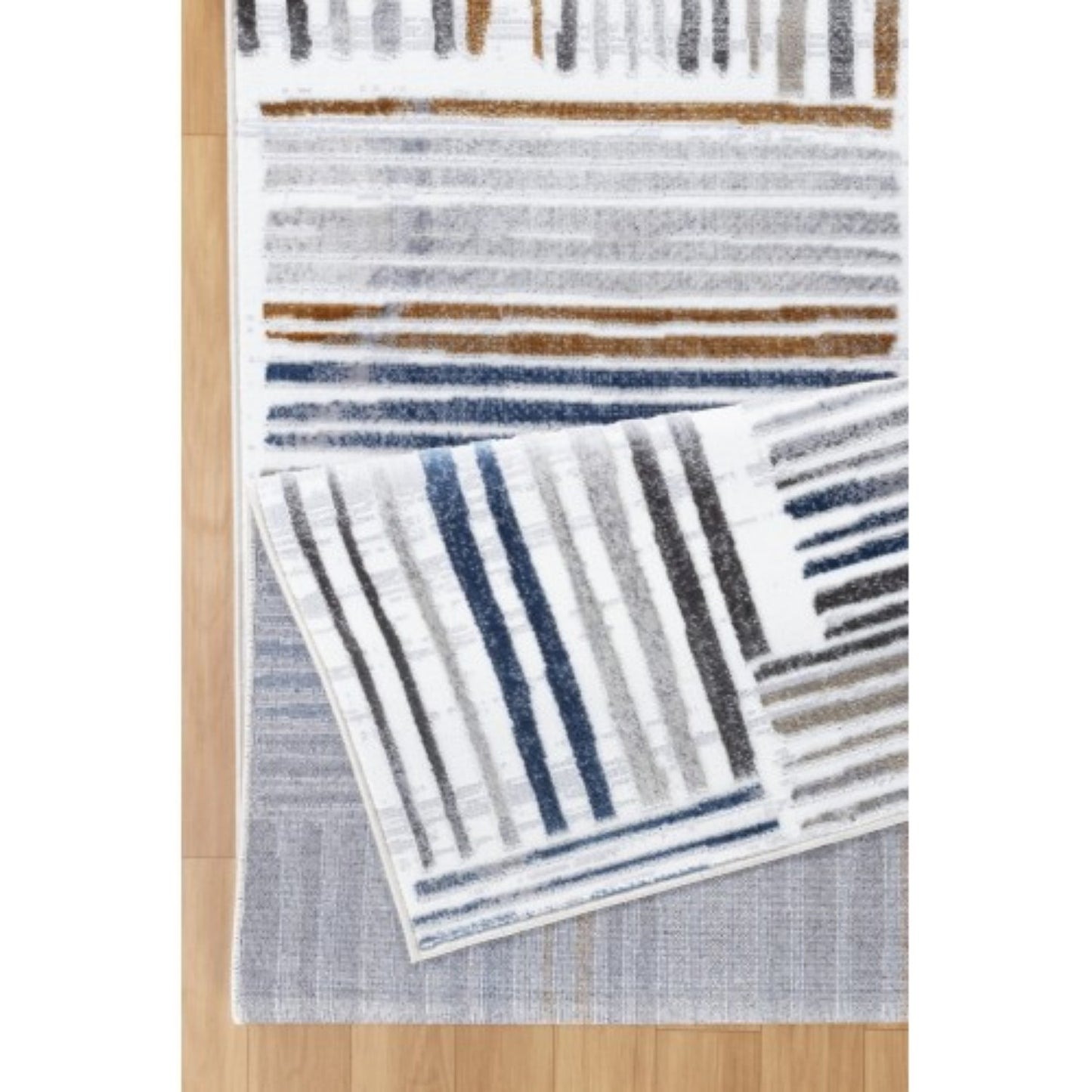 LunaLulinlk Sleek Lines Multi 5 ft. 3 in. x 7 ft. Area Rug White Polyester