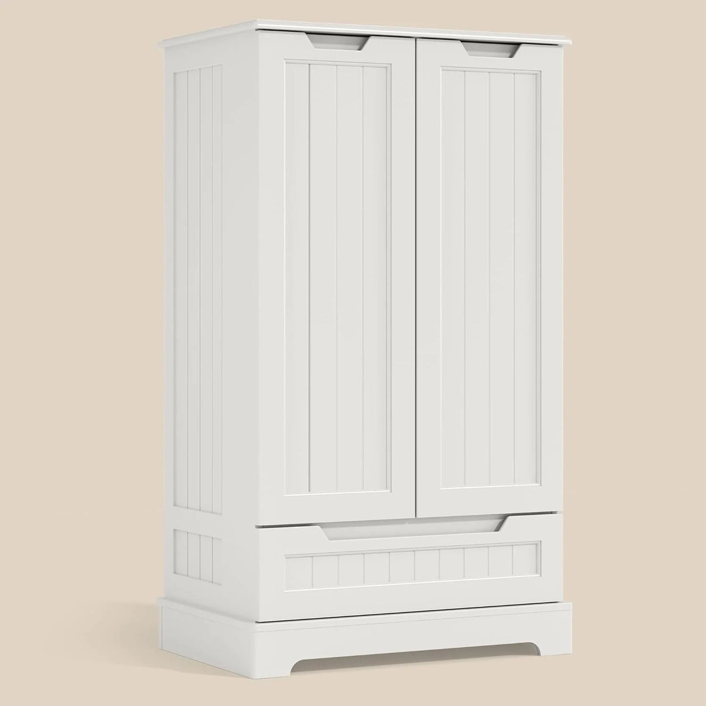 LunaLulinlk Small Kitchen Pantry Storage Cabinets with Doors and Shelves, 41'' Kitchen Pantry with Drawers for Dining Room and Living Room, White