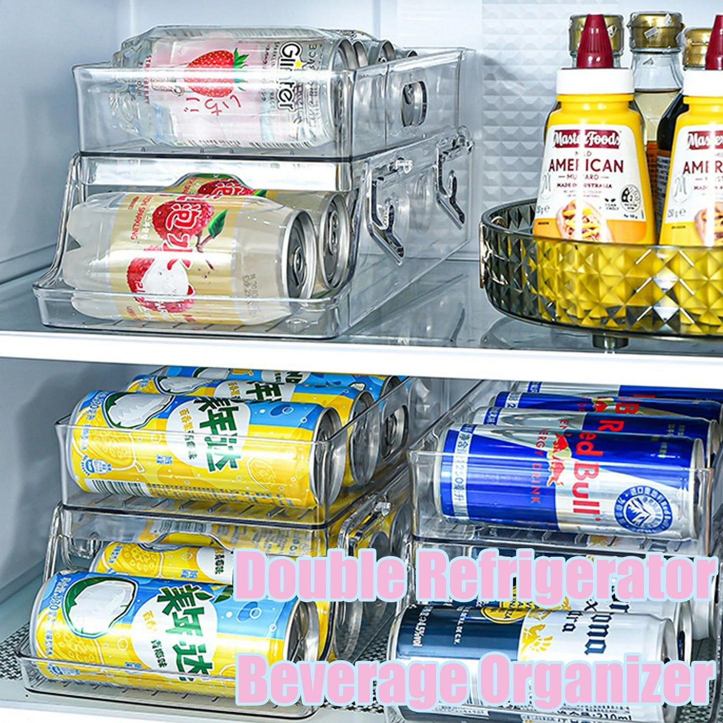 LunaLulinlk Soda Can Organizer Clear Refrigerator Bin for Soda Cans (12 Count)