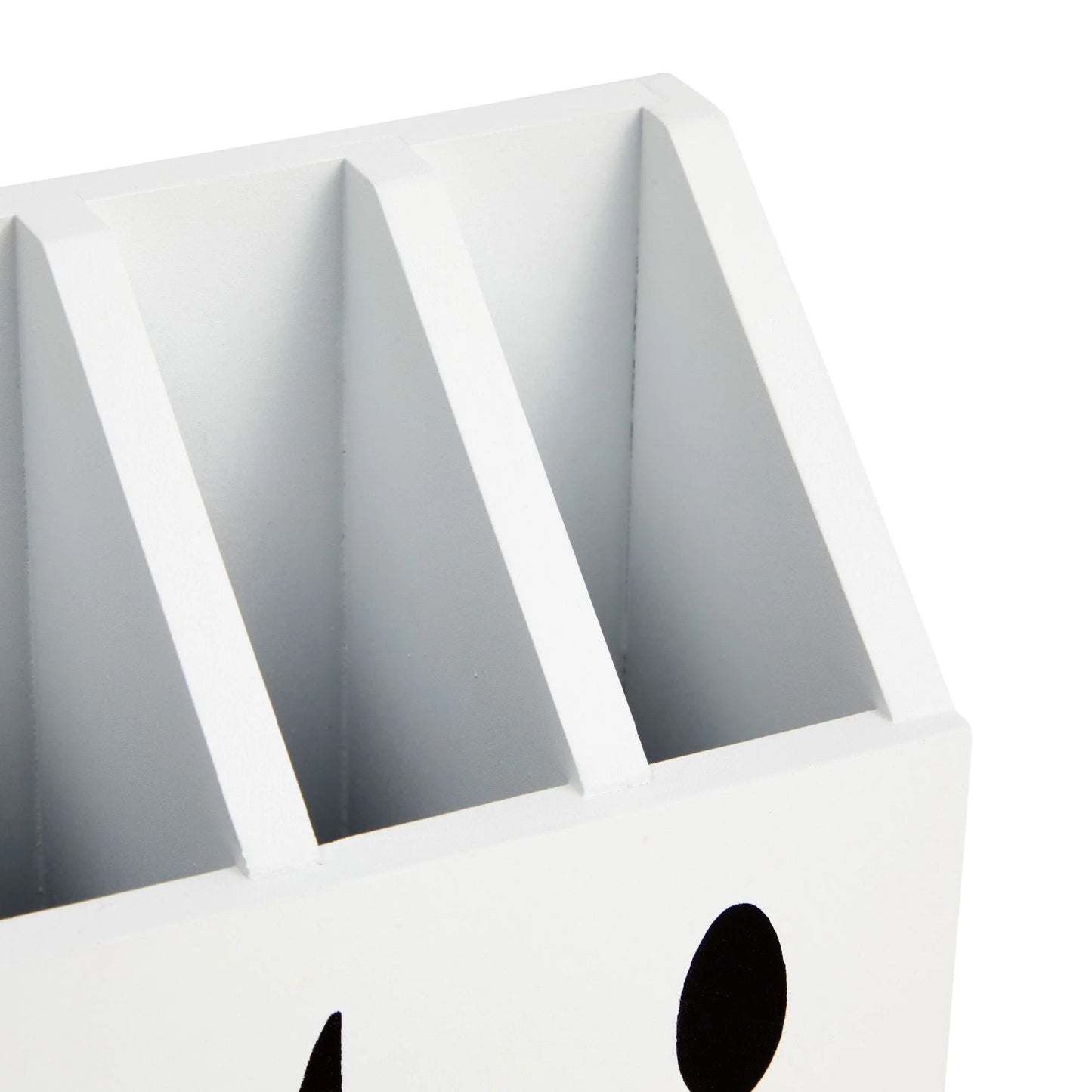 LunaLulinlk Small Wooden Utensil Holder with 5 Slots for Fork, Knife, and Spoons, Silverware Holder, Kitchen Organization (White, 7x5.25x6.5 in)