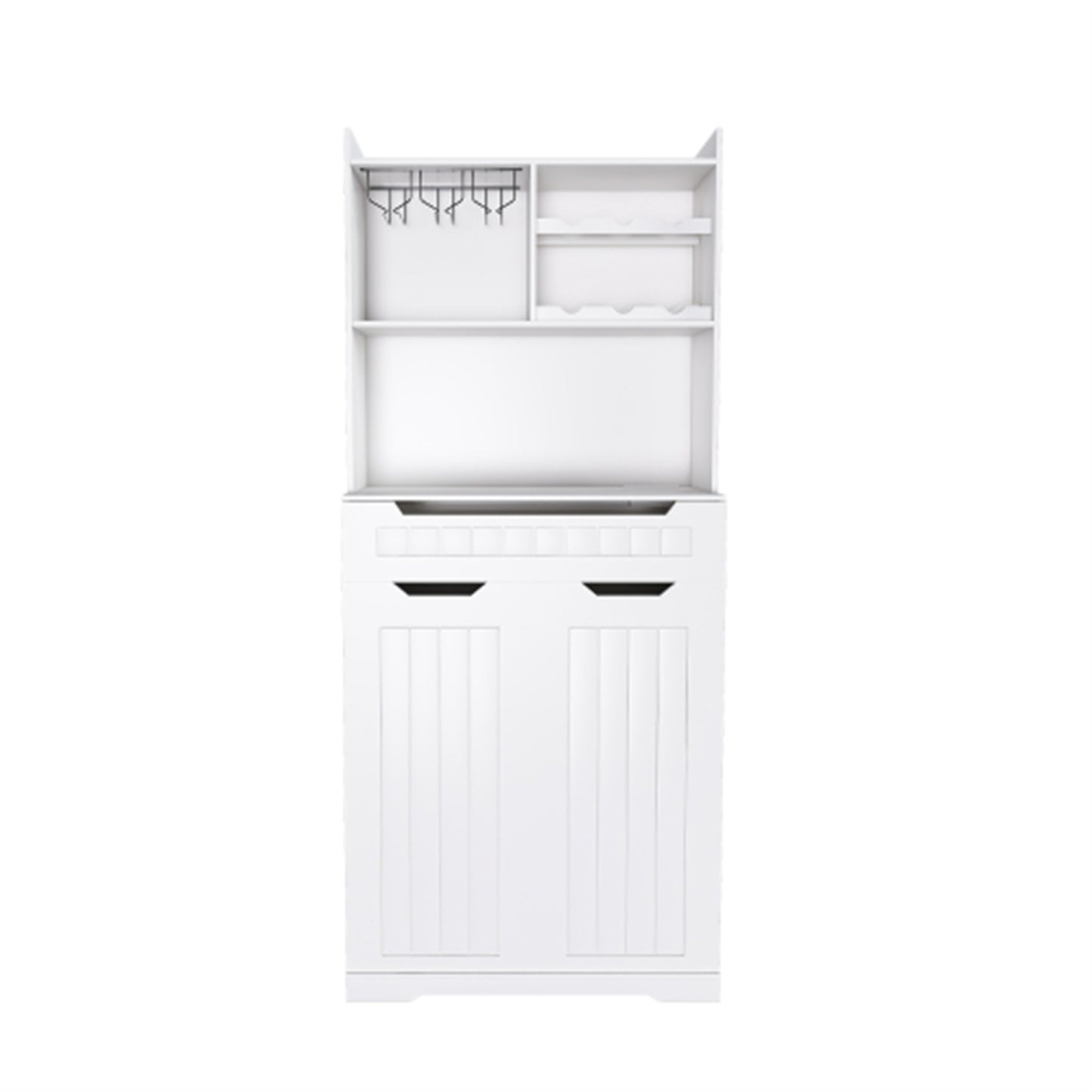LunaLulinlk White Buffet Cabinet with Hutch - Modern Farmhouse Kitchen Storage Sideboard, Coffee Bar Station or Liquor