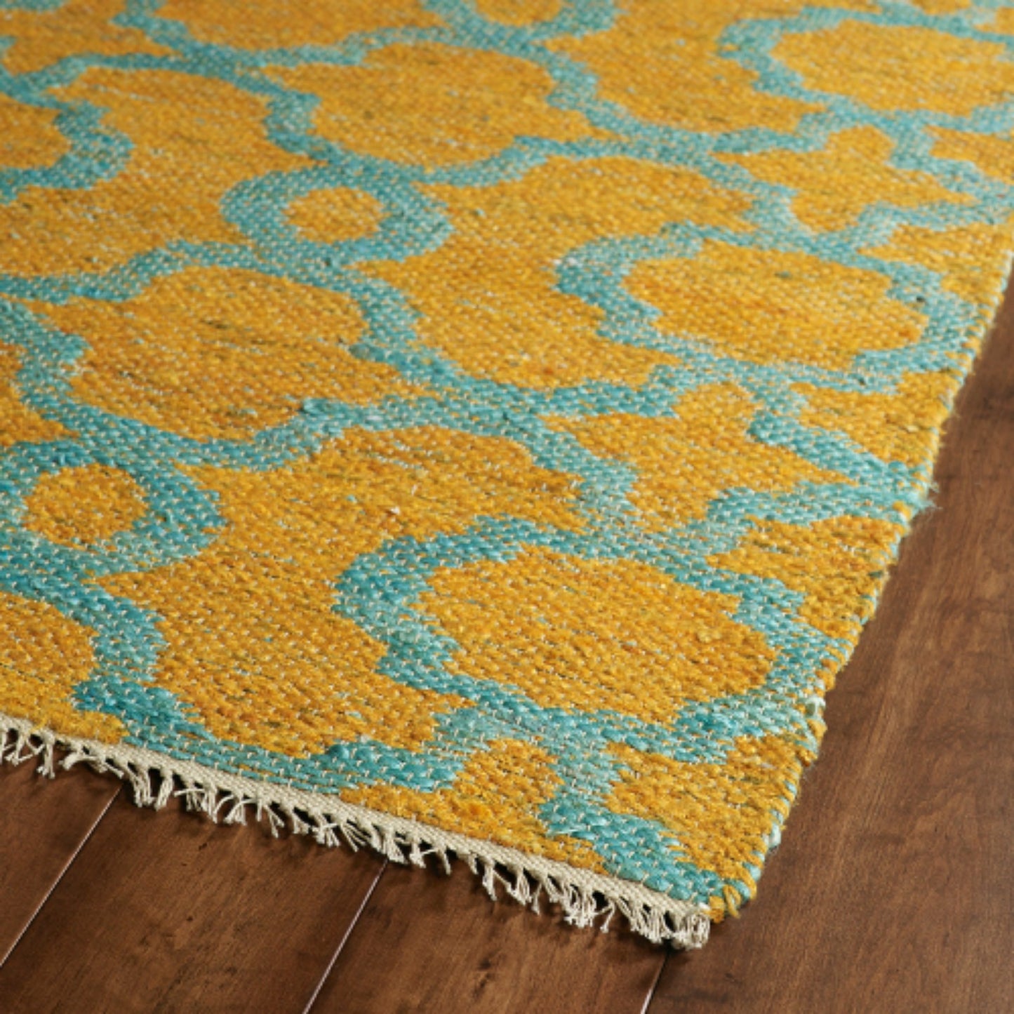 LunaLulinlk Turquoise Casual, Contemporary, Modern, Textured Loop Pile 5' x 7'9" Rectangle Area Rug