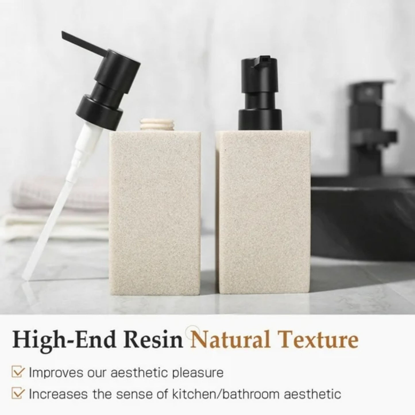 LunaLulinlk Soap Dispenser Bathroom, Resin Hand Soap Dispenser with Pump for Kitchen 12 oz