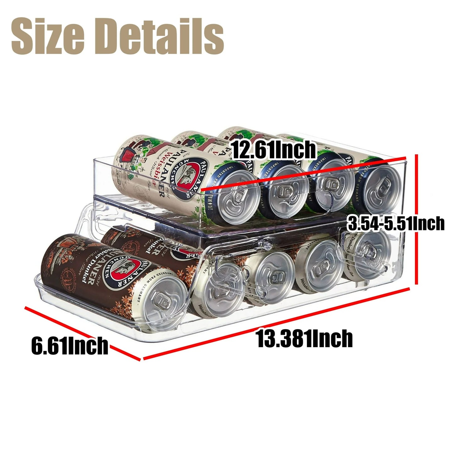 LunaLulinlk Soda Can Organizer Clear Refrigerator Bin for Soda Cans (12 Count)