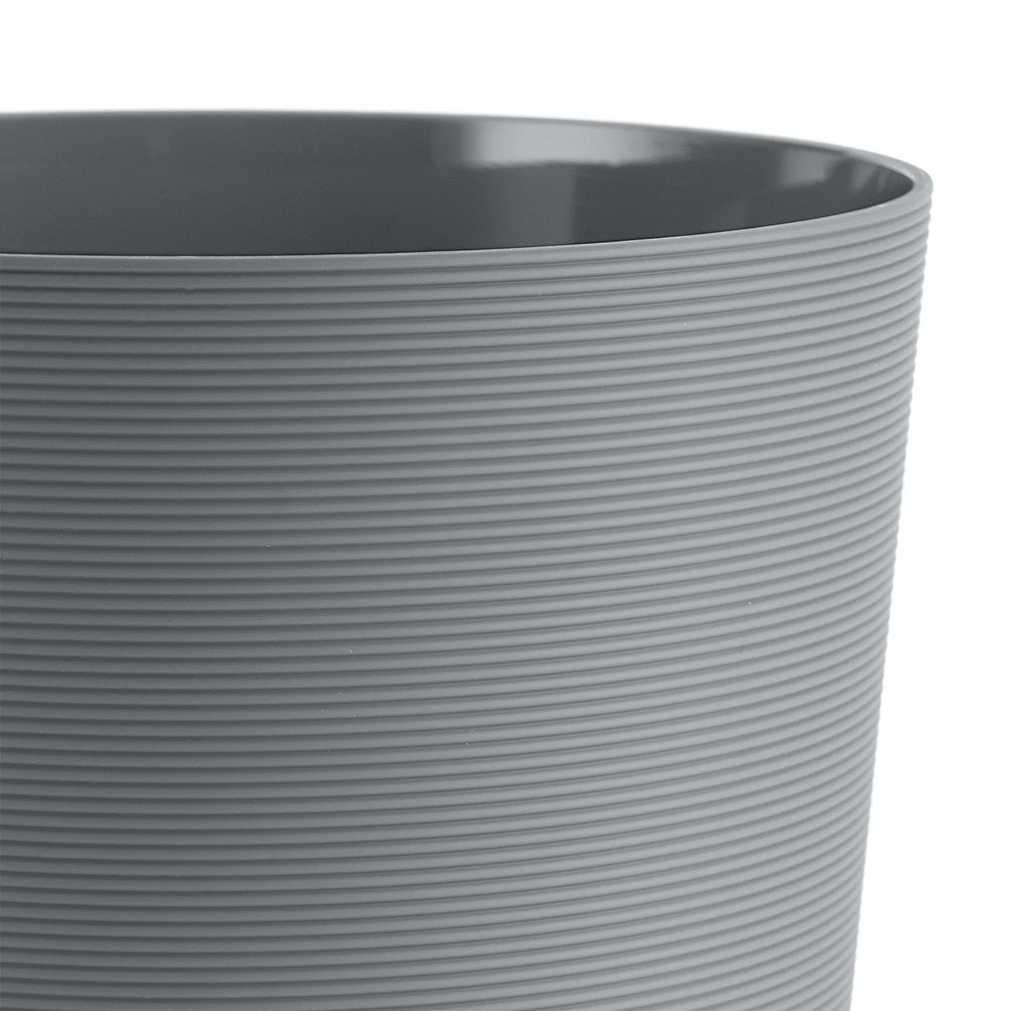 LunaLulinlk Soft Touch Ribbed Plastic 1.98 Gallon Wastebasket in Grey for Bathroom, Kitchen and Bedroom