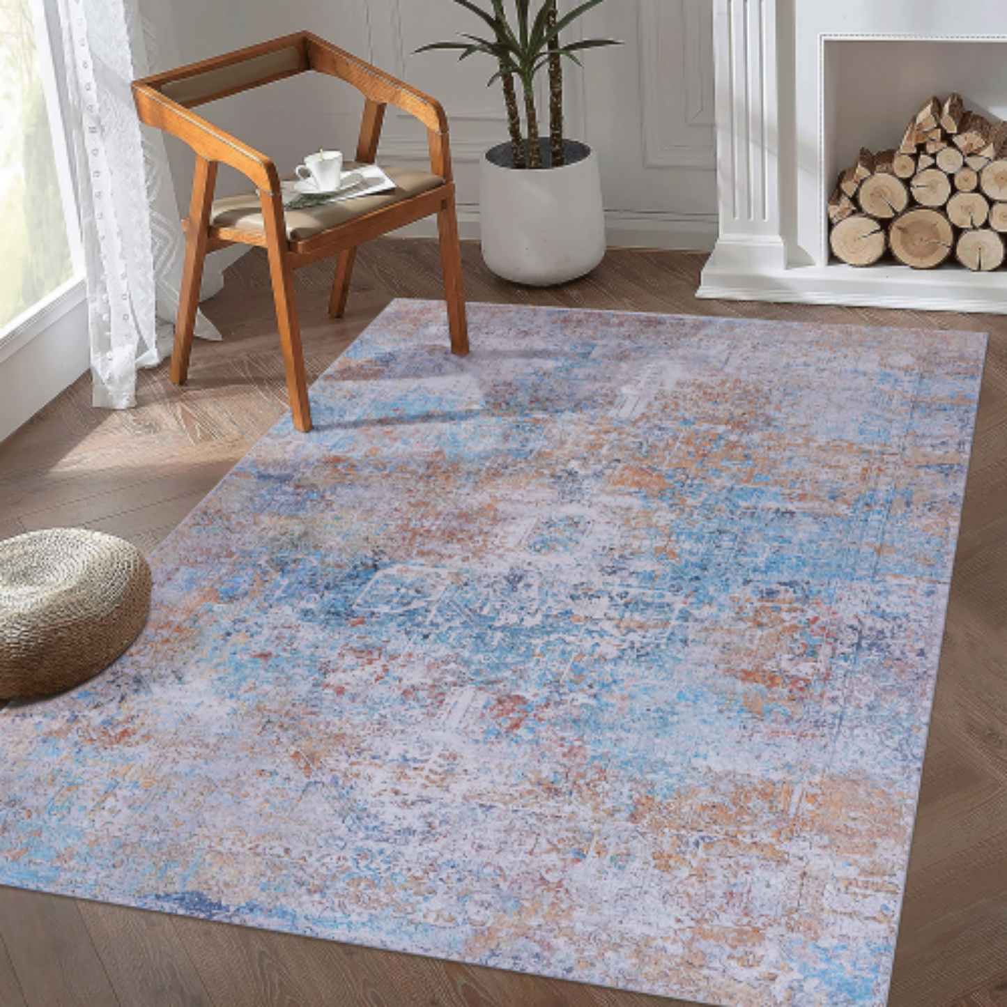 LunaLulinlk Yellow Washable Rug 5x8 Area Rug (Yellow, 5' x 8')