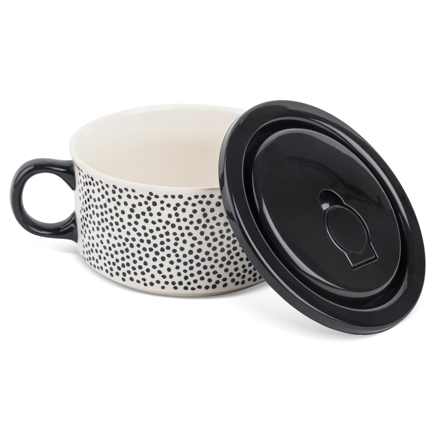 LunaLulinlk Stoneware 23oz Dot Soup Mug, With Lid