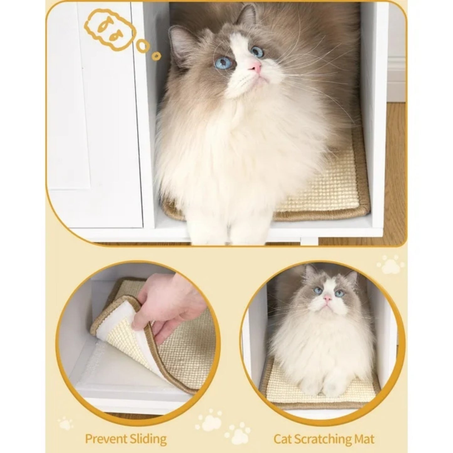 LunaLulinlk White cat litter box fence, modern cat litter box furniture, wooden pet house
