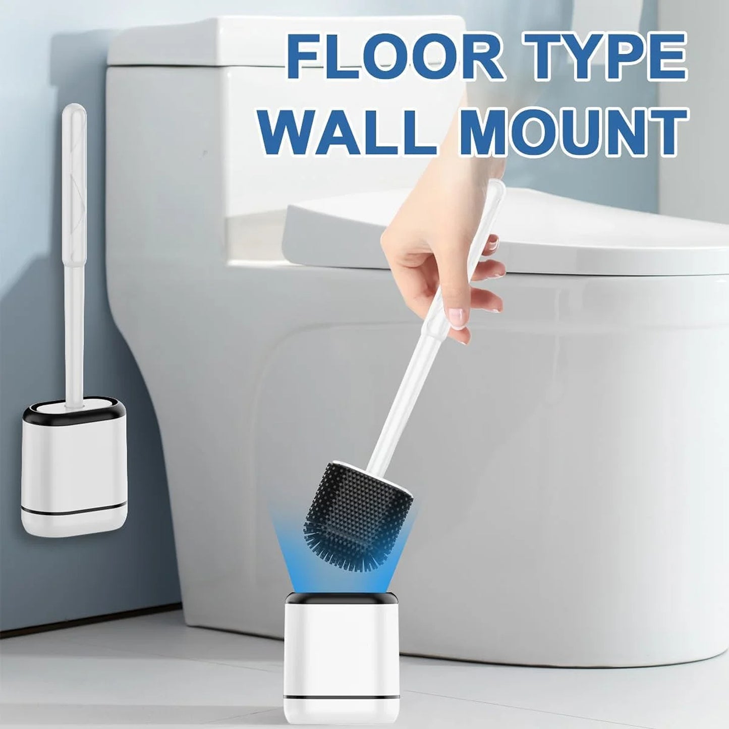 LunaLulinlk Toilet Brush and Cleaner with Magnetic Holder, Black, 2-Pack