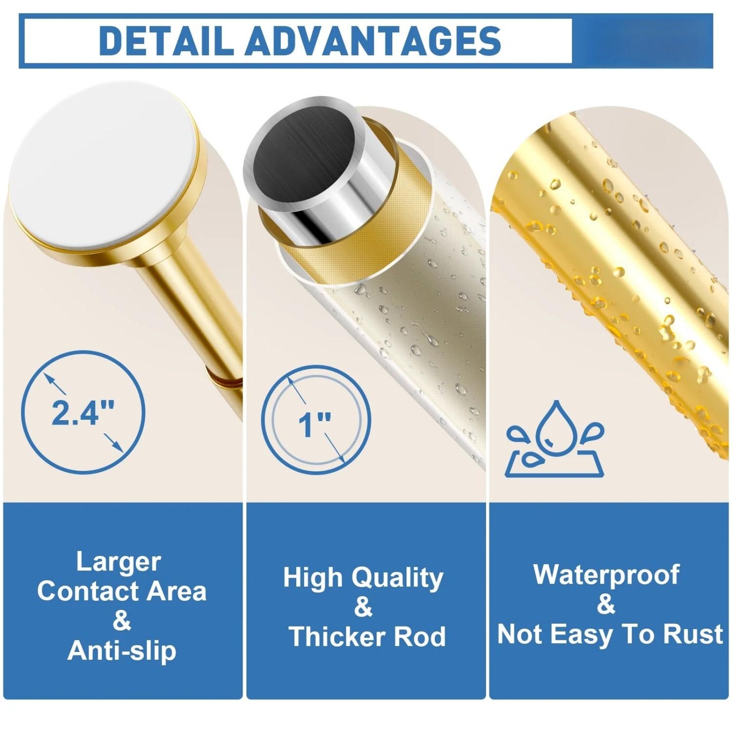 LunaLulinlk Shower Curtain Rod, Adjustable 32-75 Inch Spring Tension Shower Rods for Bathroom or Window