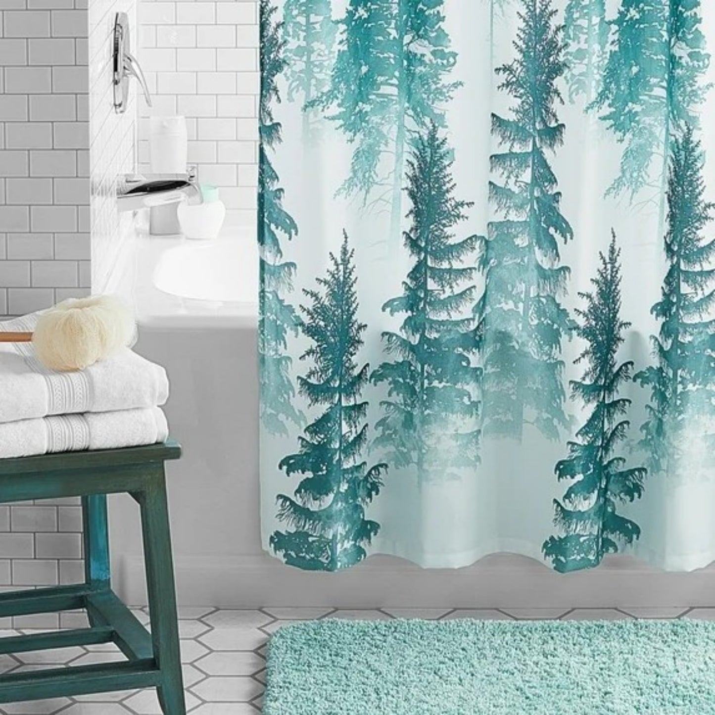 LunaLulinlk Treeline Fabric Shower Curtain, 72" x 72"