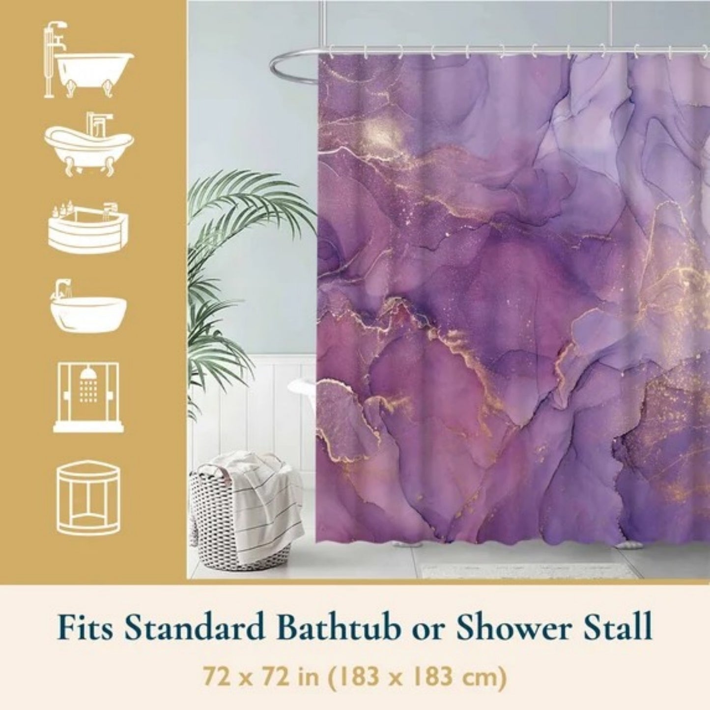 LunaLulinlk Shower Curtain with Hooks – Heavy-Duty Mold/Mildew-Resistant