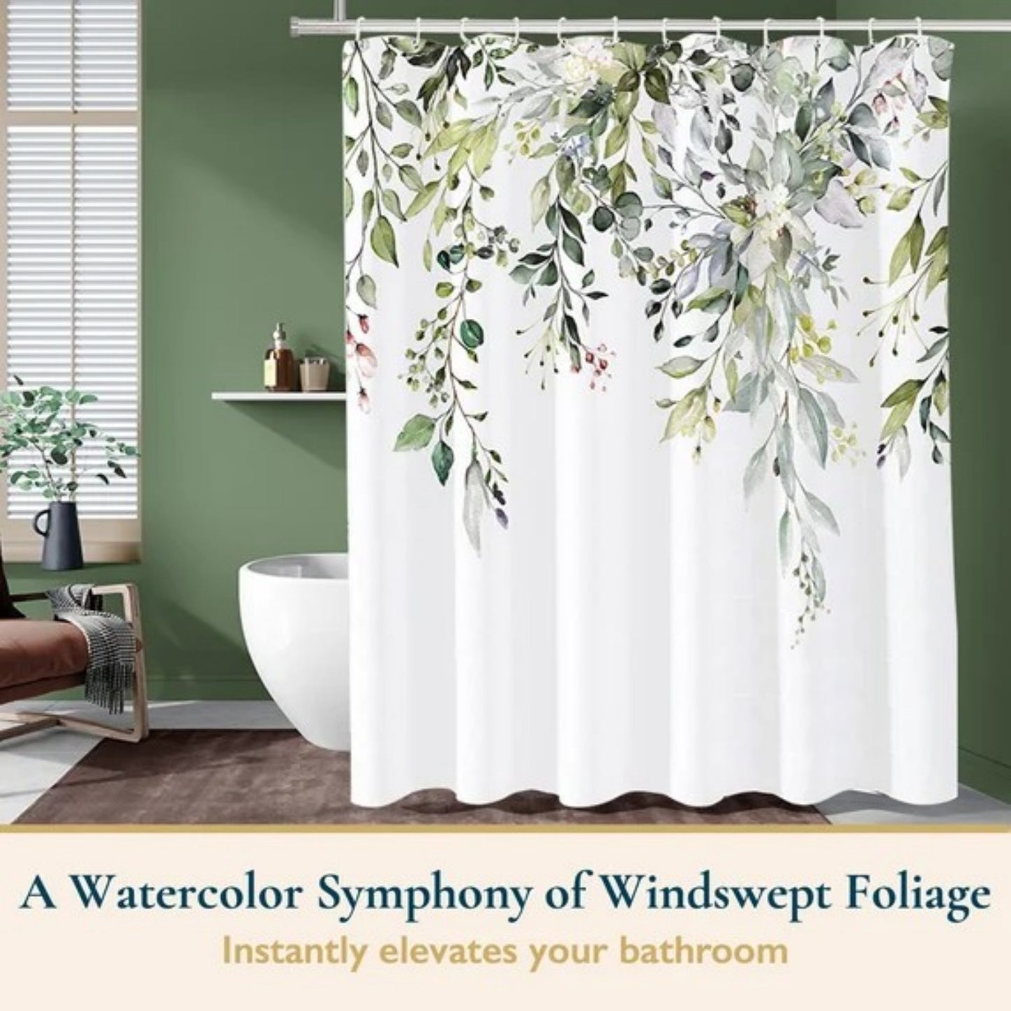 LunaLulinlk Shower Curtain with Hooks – Heavy-Duty Mold/Mildew-Resistant