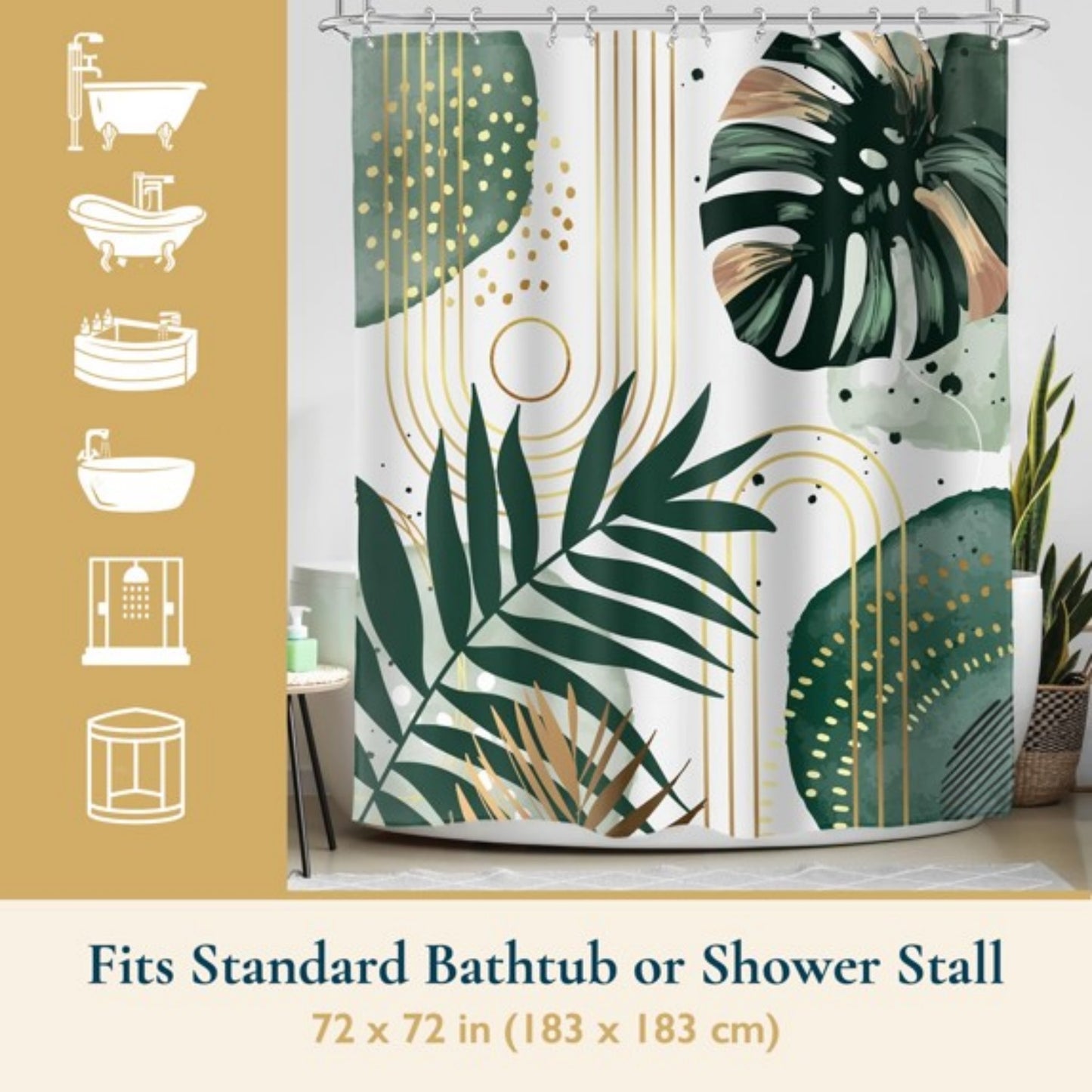 LunaLulinlk Shower Curtain with Hooks – Heavy-Duty Mold/Mildew-Resistant