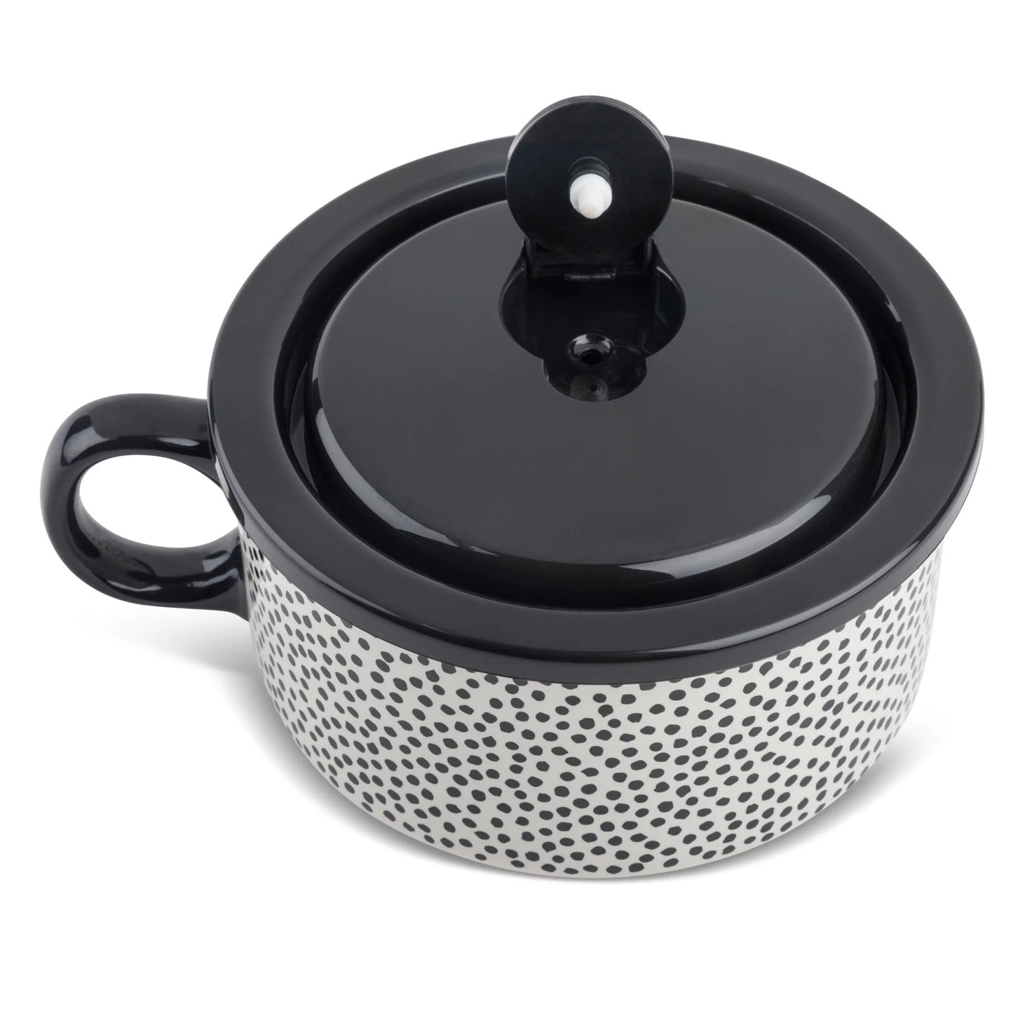 LunaLulinlk Stoneware 23oz Dot Soup Mug, With Lid