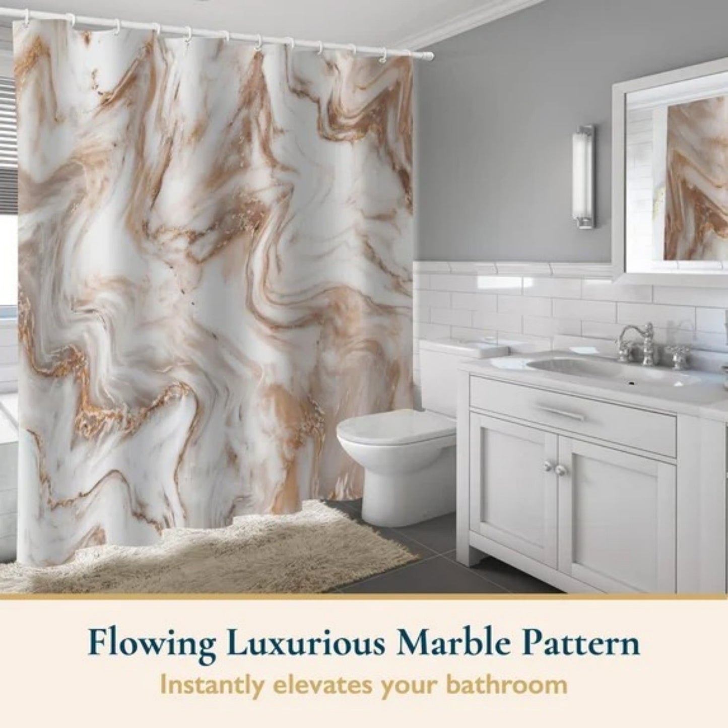 LunaLulinlk Shower Curtain with Hooks – Heavy-Duty Mold/Mildew-Resistant