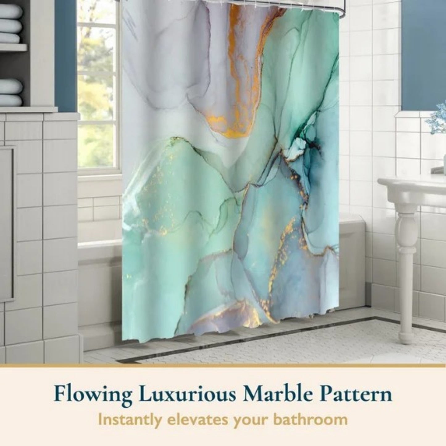 LunaLulinlk Shower Curtain with Hooks – Heavy-Duty Mold/Mildew-Resistant