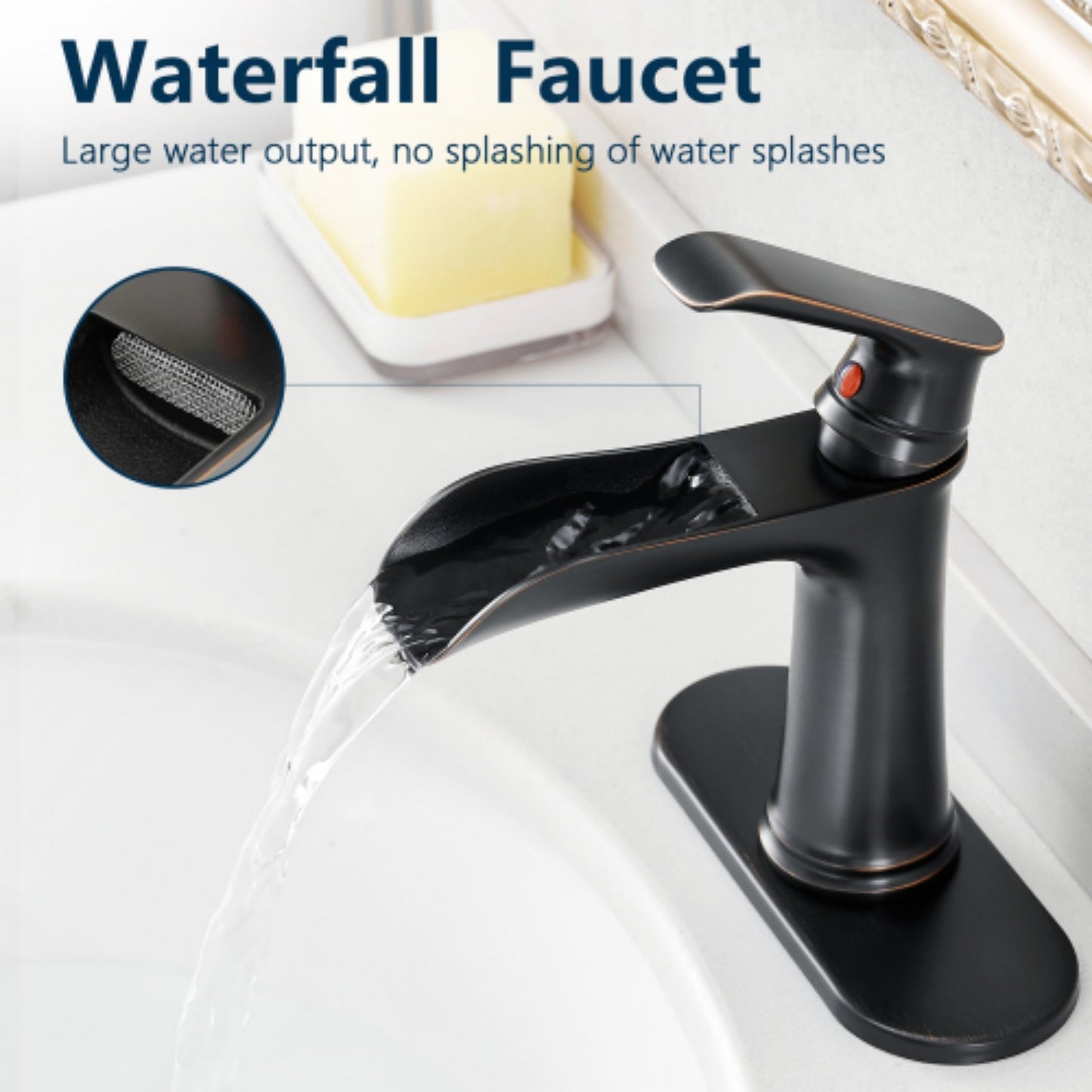 LunaLulinlk Sink faucet with countertop, bathroom faucet for sink, single hole single handle faucet