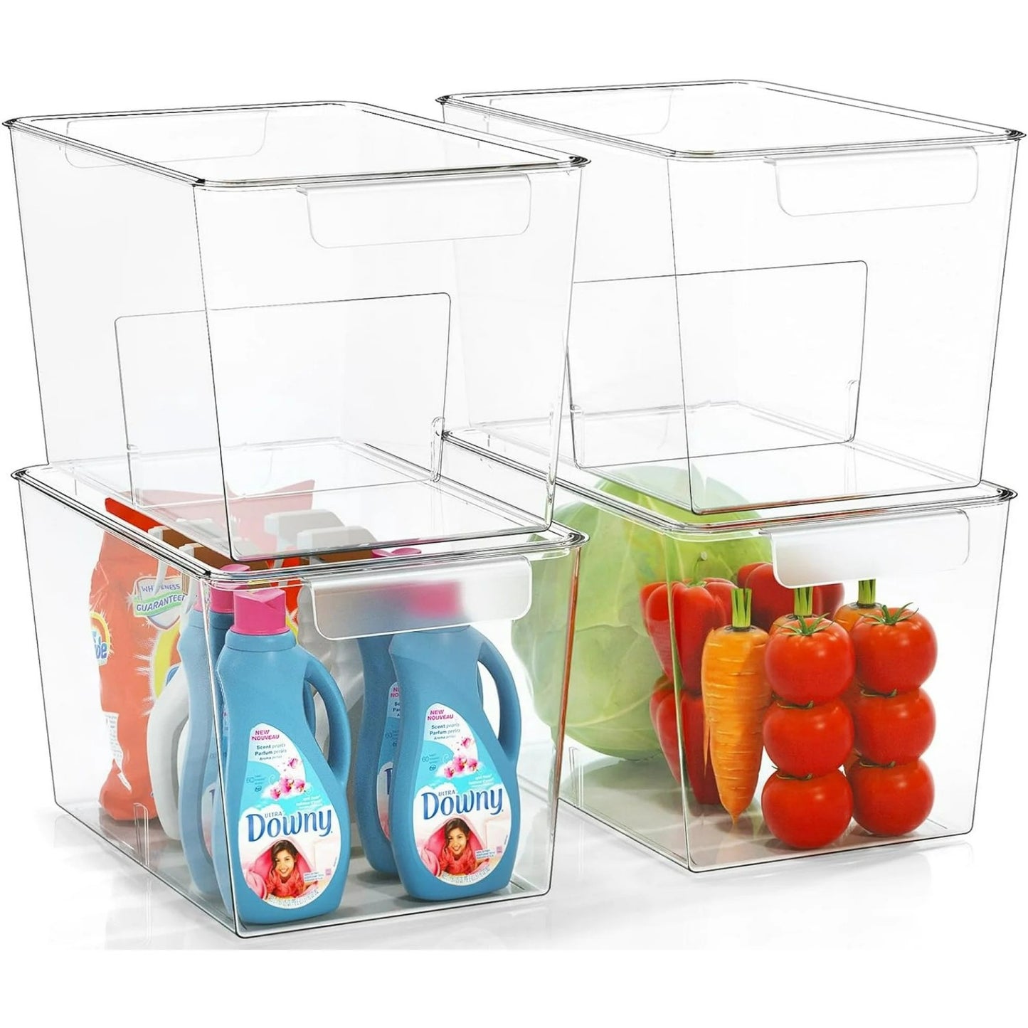 LunaLulinlk Stackable Clear Storage Bins with Lids, Large Plastic Storage Bins w Handle, Acrylic Pantry Organization and Storage for Kitchen