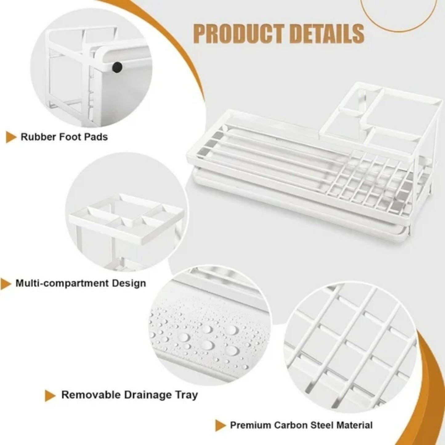 LunaLulinlk Toothbrush Holders for Bathrooms, 4 Slots Rustproof Metal Tooth Brushing Organizer with Drainage White