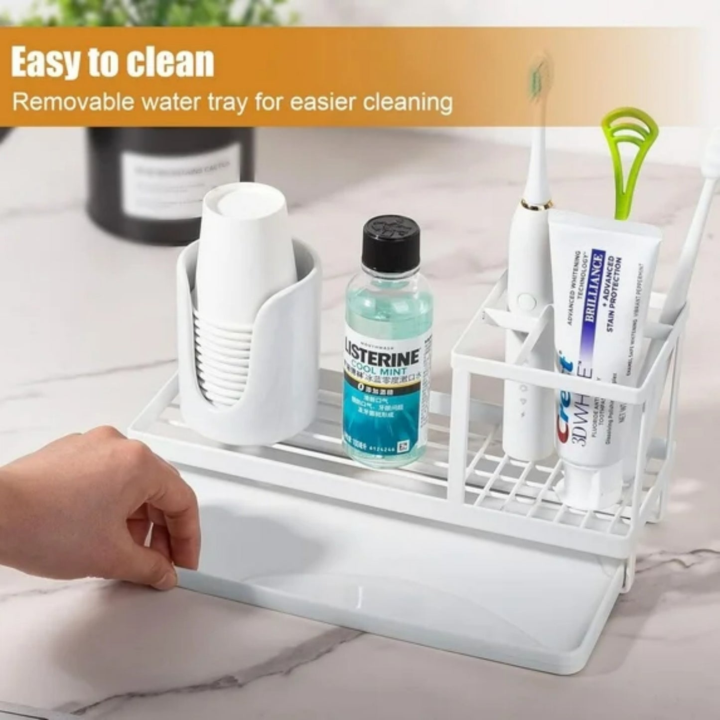 LunaLulinlk Toothbrush Holders for Bathrooms, 4 Slots Rustproof Metal Tooth Brushing Organizer with Drainage White