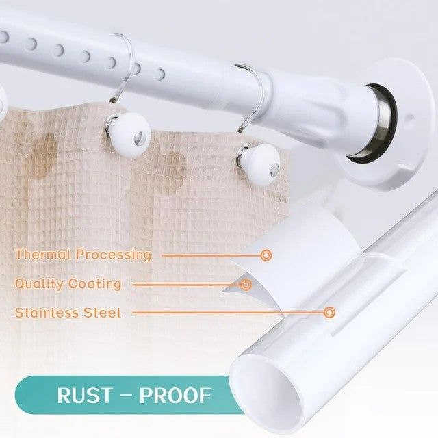 LunaLulinlk Tension Shower Curtain Rod, 42-87 inch Adjustable Shower Curtain Rod No Drilling for Bathroom Closet, White