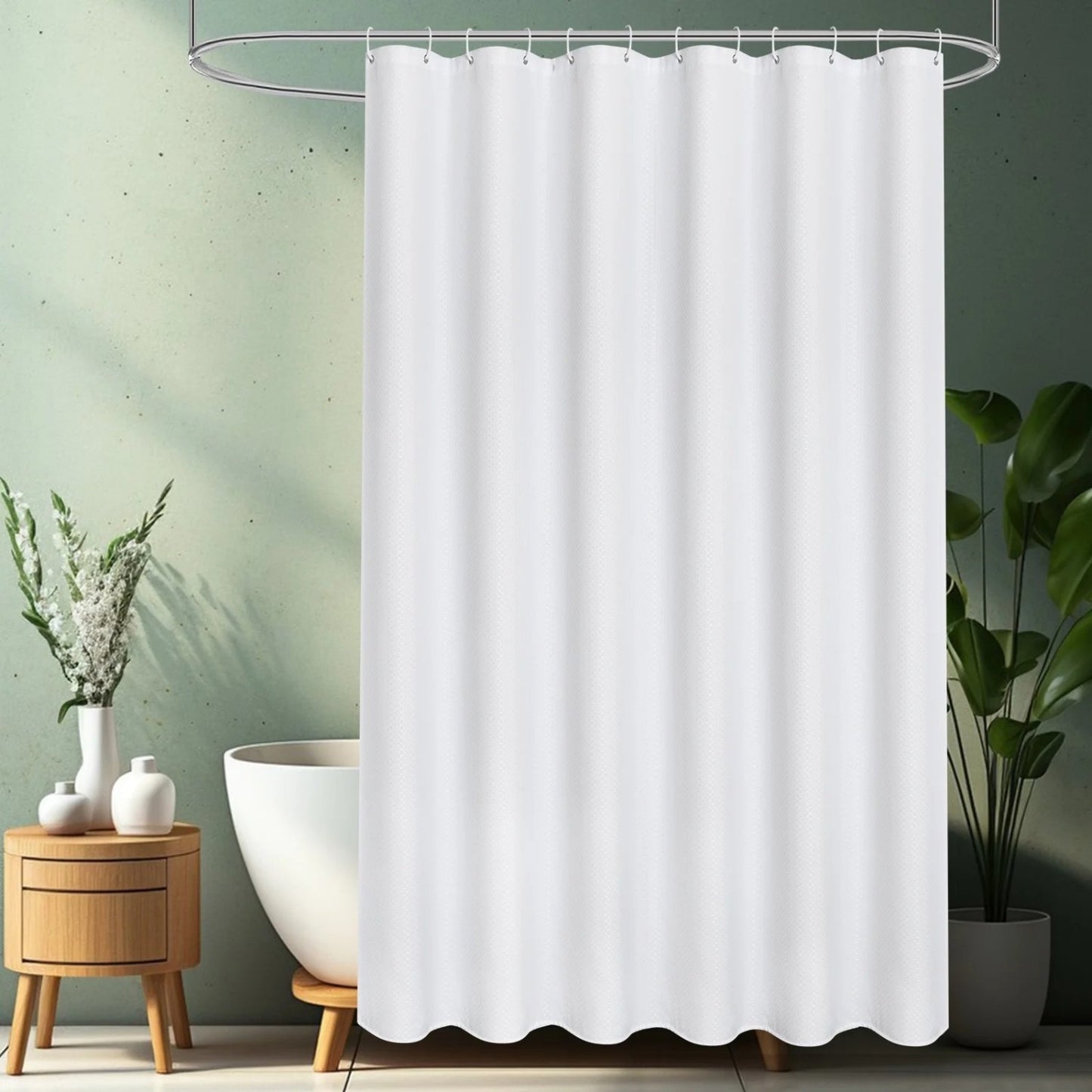 LunaLulinlk White Waffle Shower Curtain, 72"x 72"