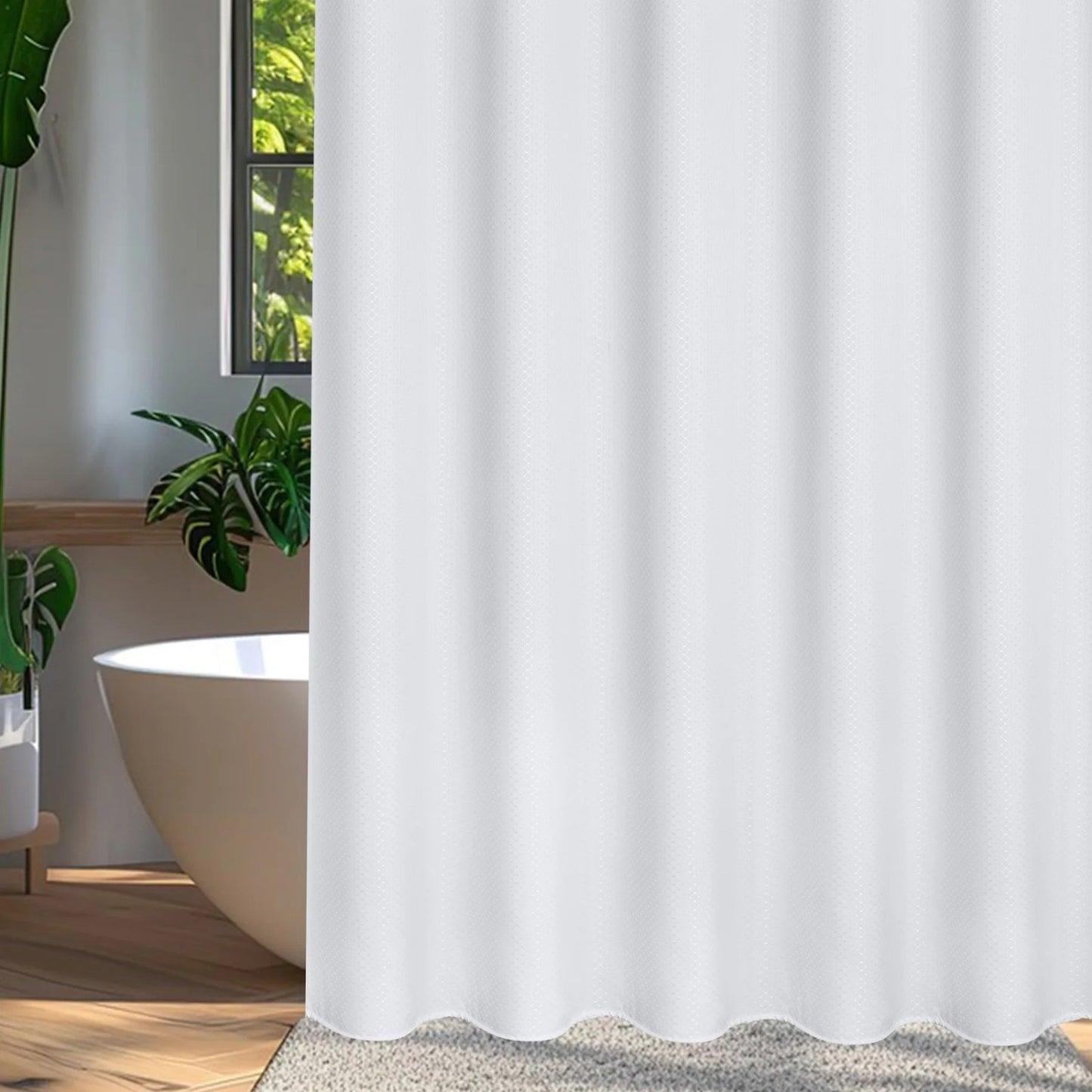 LunaLulinlk White Waffle Shower Curtain, 72"x 72"