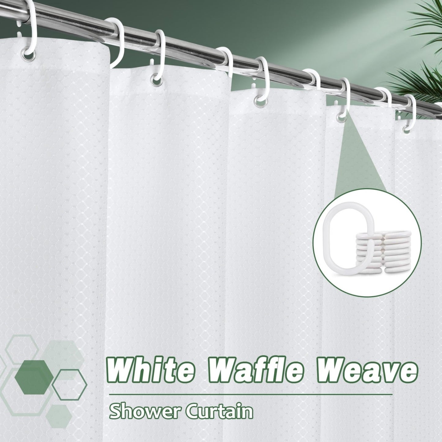 LunaLulinlk White Waffle Shower Curtain, 72"x 72"