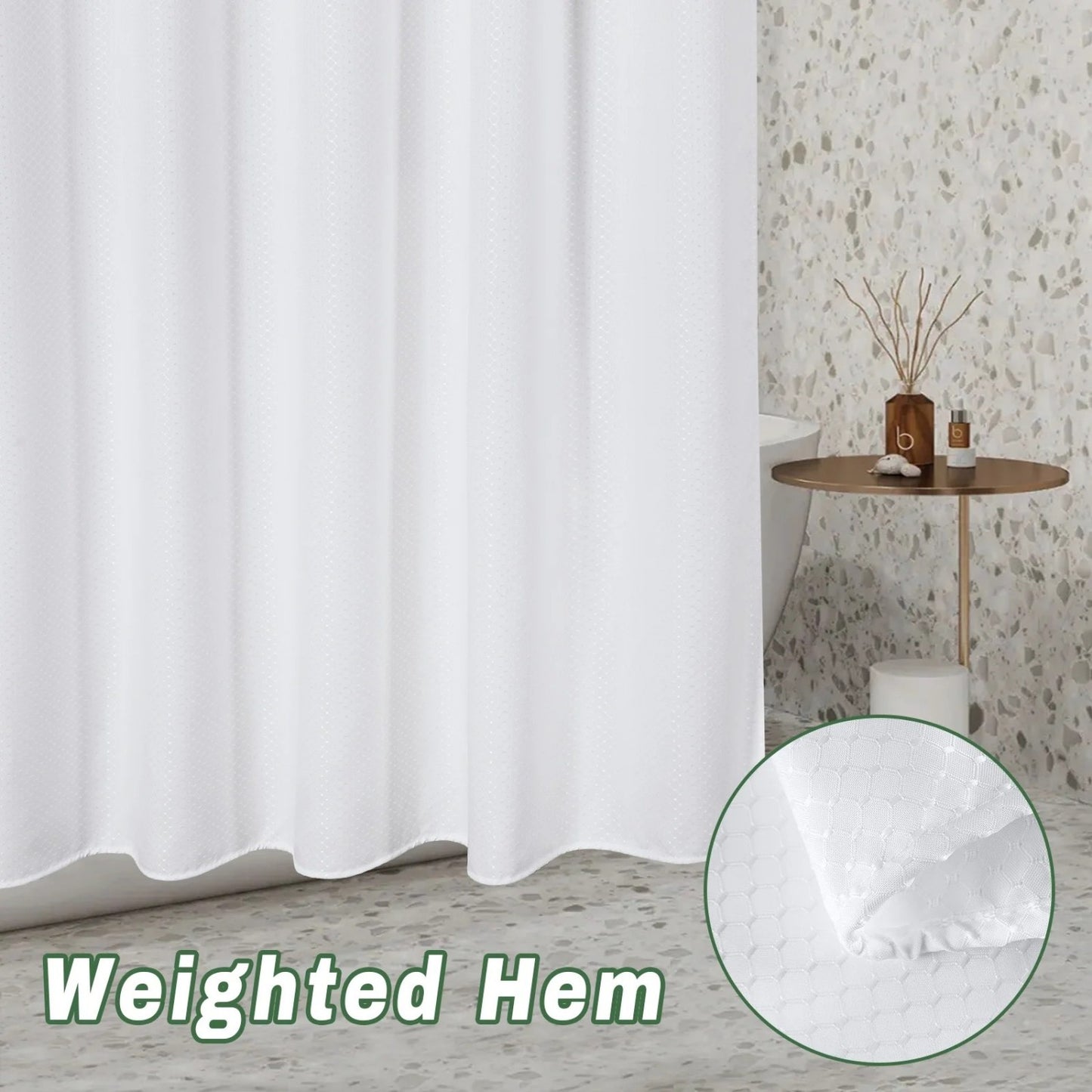 LunaLulinlk White Waffle Shower Curtain, 72"x 72"