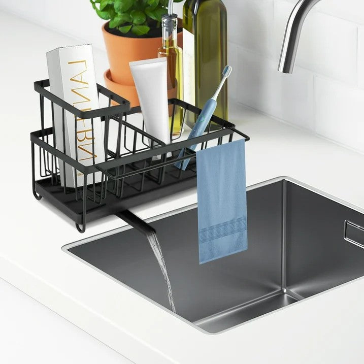 LunaLulinlk Sponge Holder for Kitchen Sink,Stainless Steel Freestanding Sink Caddy,Kitchen Organizer,Black,1 Pack