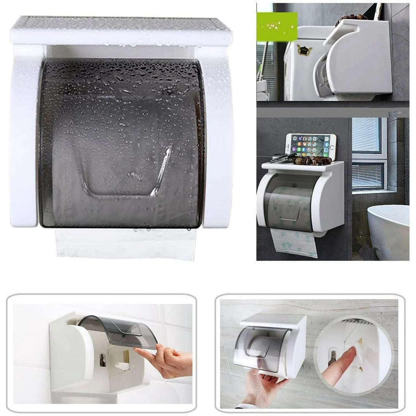 LunaLulinlk Strong Adhesive Toilet Paper Holder, No Drilling, Bath Fixtures, With Waterproof And Dust Cover