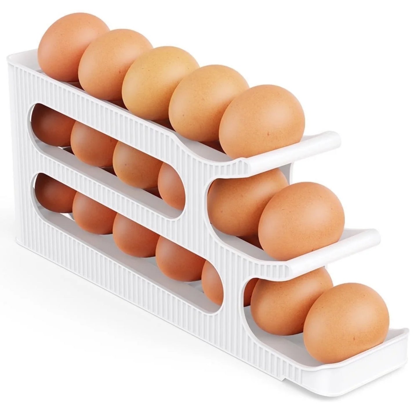 LunaLulinlk Space Saving Egg Holder for Refrigerator, Holds up to 18 Eggs, Plastic, White