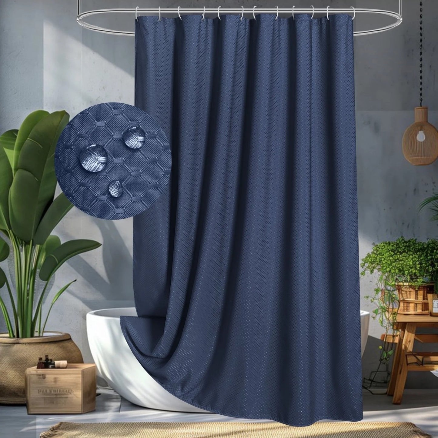 LunaLulinlk Waffle Weave Fabric Shower Curtain