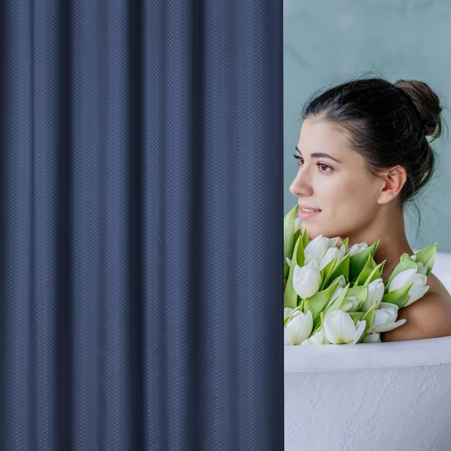 LunaLulinlk Waffle Weave Fabric Shower Curtain