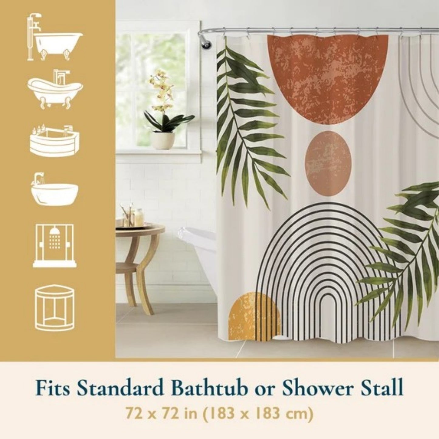 LunaLulinlk Shower Curtain with Hooks – Heavy-Duty Mold/Mildew-Resistant