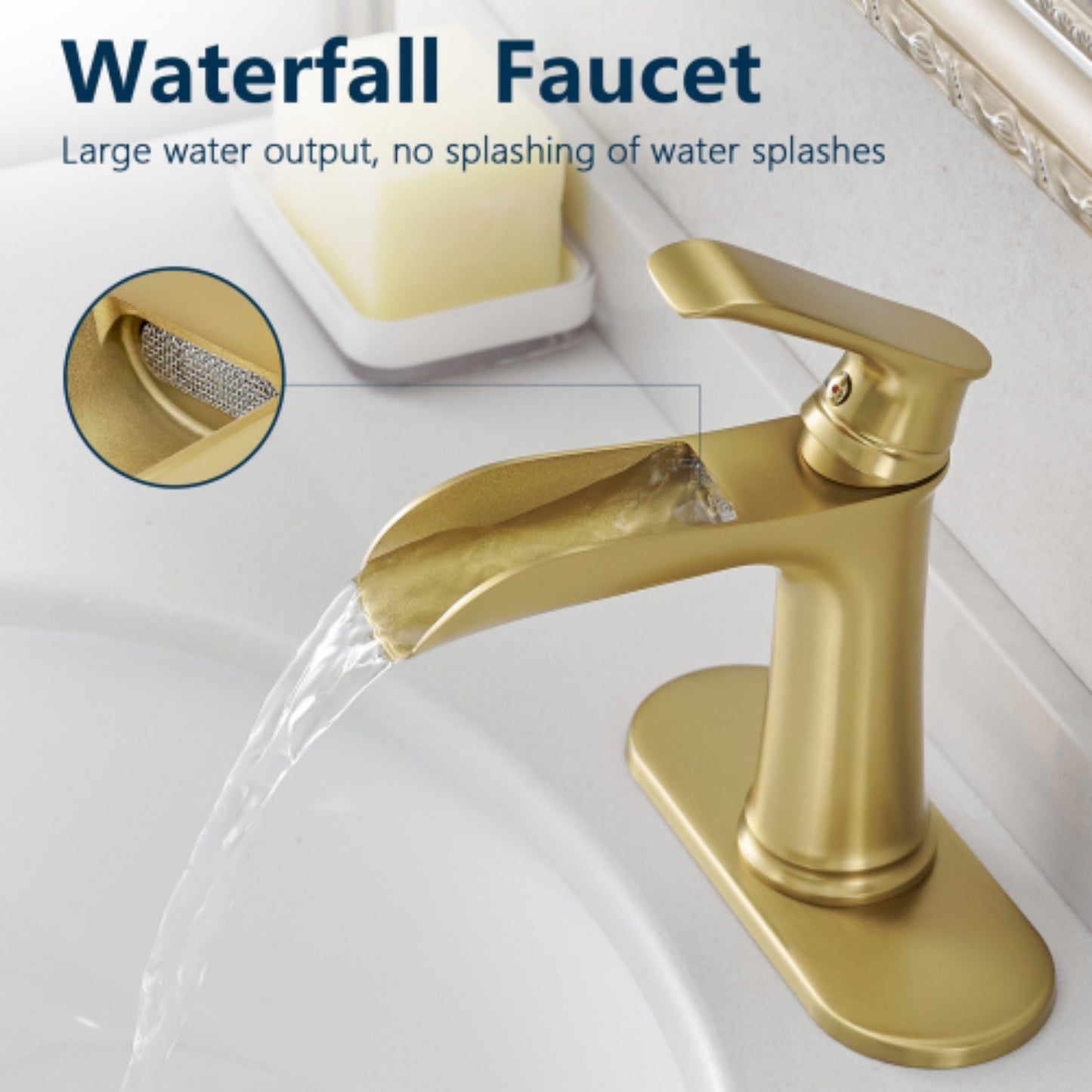 LunaLulinlk Sink faucet with countertop, bathroom faucet for sink, single hole single handle faucet