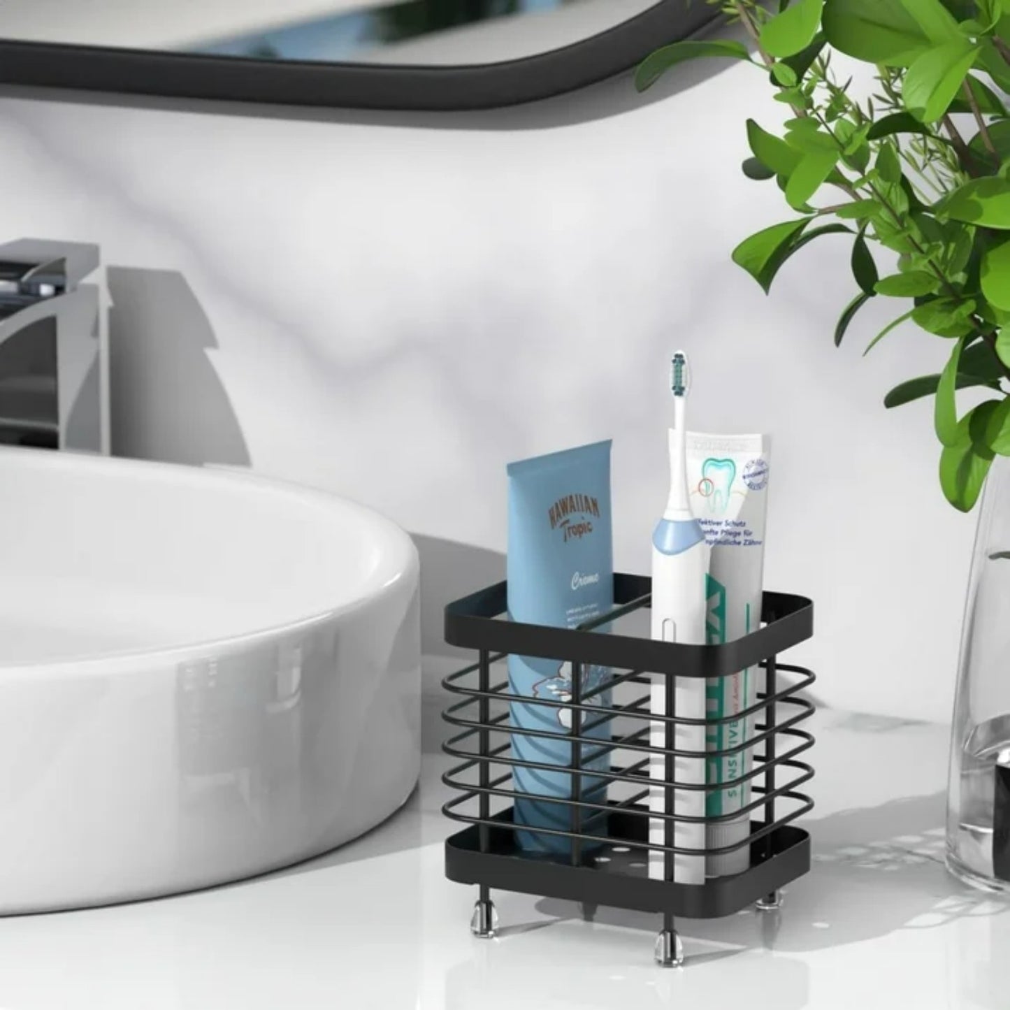 LunaLulinlk Toothbrush Holders Stainless Steel Electric Toothbrush Holder Wall Mounted, Shower Toothbrush Toothpaste Holder, 2 Slots, Black