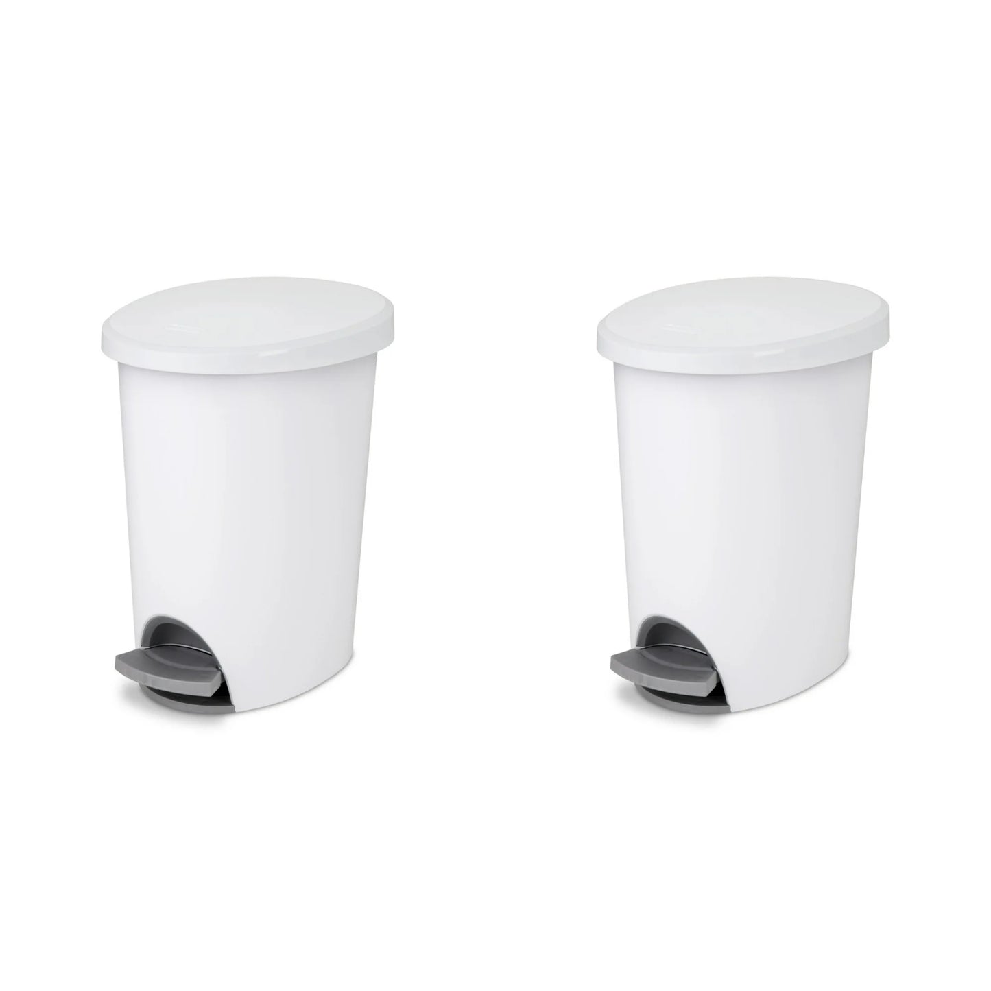 LunaLulinlk White 2.6 Gallon Trash Can 2 Pack, Extra Large Step-In Bathroom Trash Can