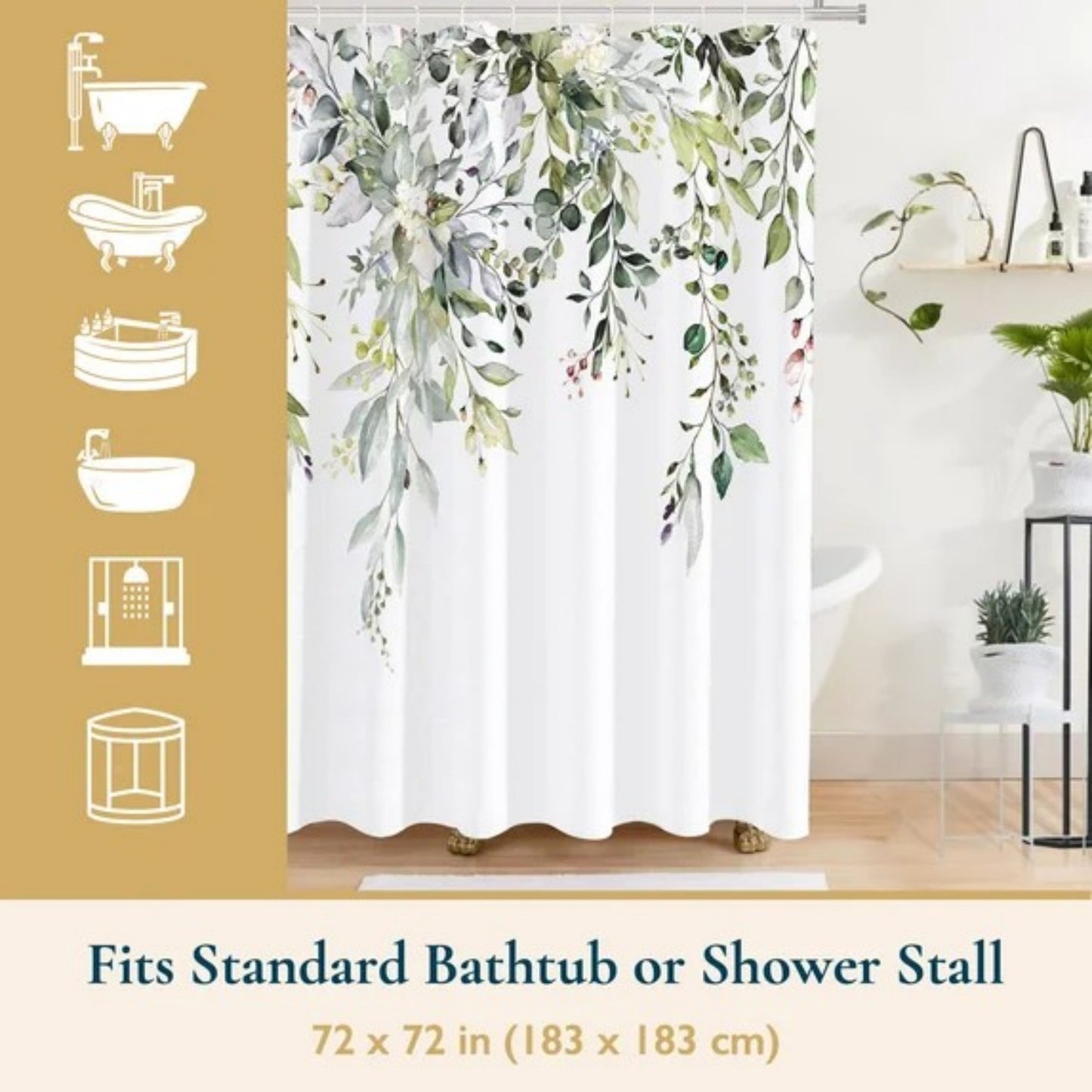 LunaLulinlk Shower Curtain with Hooks – Heavy-Duty Mold/Mildew-Resistant