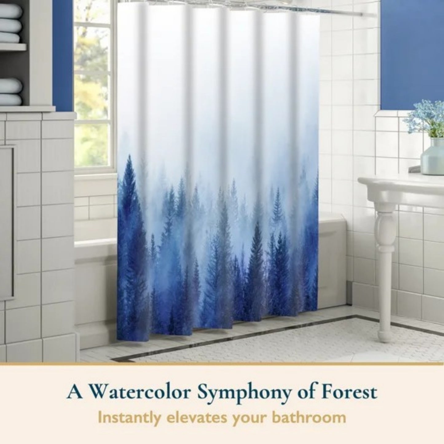 LunaLulinlk Shower Curtain with Hooks – Heavy-Duty Mold/Mildew-Resistant