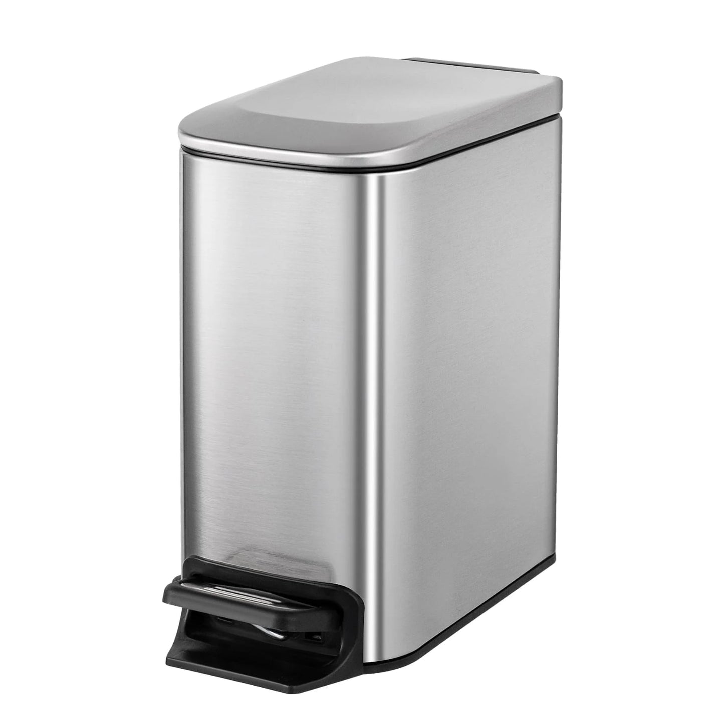 LunaLulinlk Silver 1.6 Gallon Small Bathroom Trash Can, Stainless Steel Trash Can with Lid
