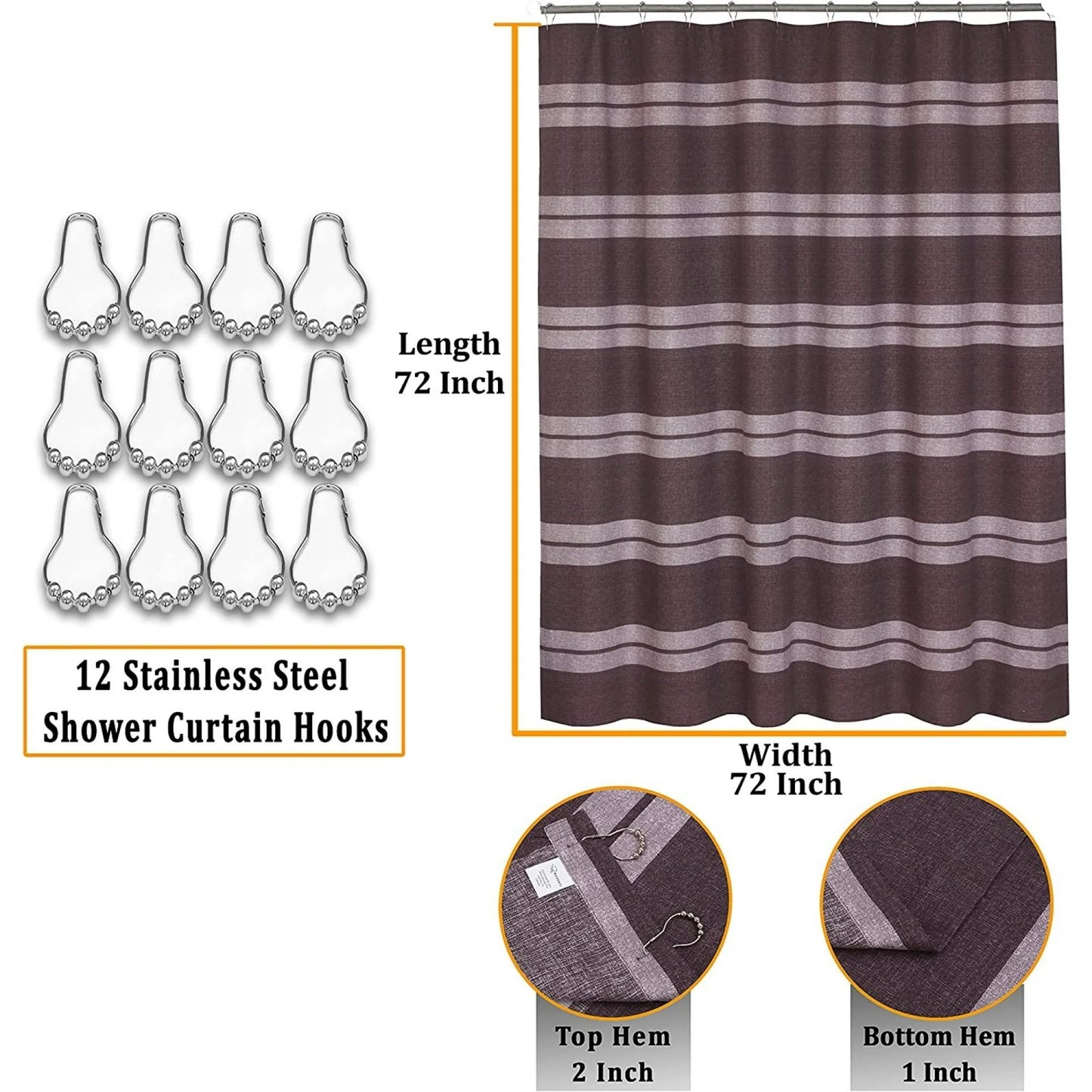 LunaLulinlk Shower Curtains 72x72 inch Polyester Cotton Blend