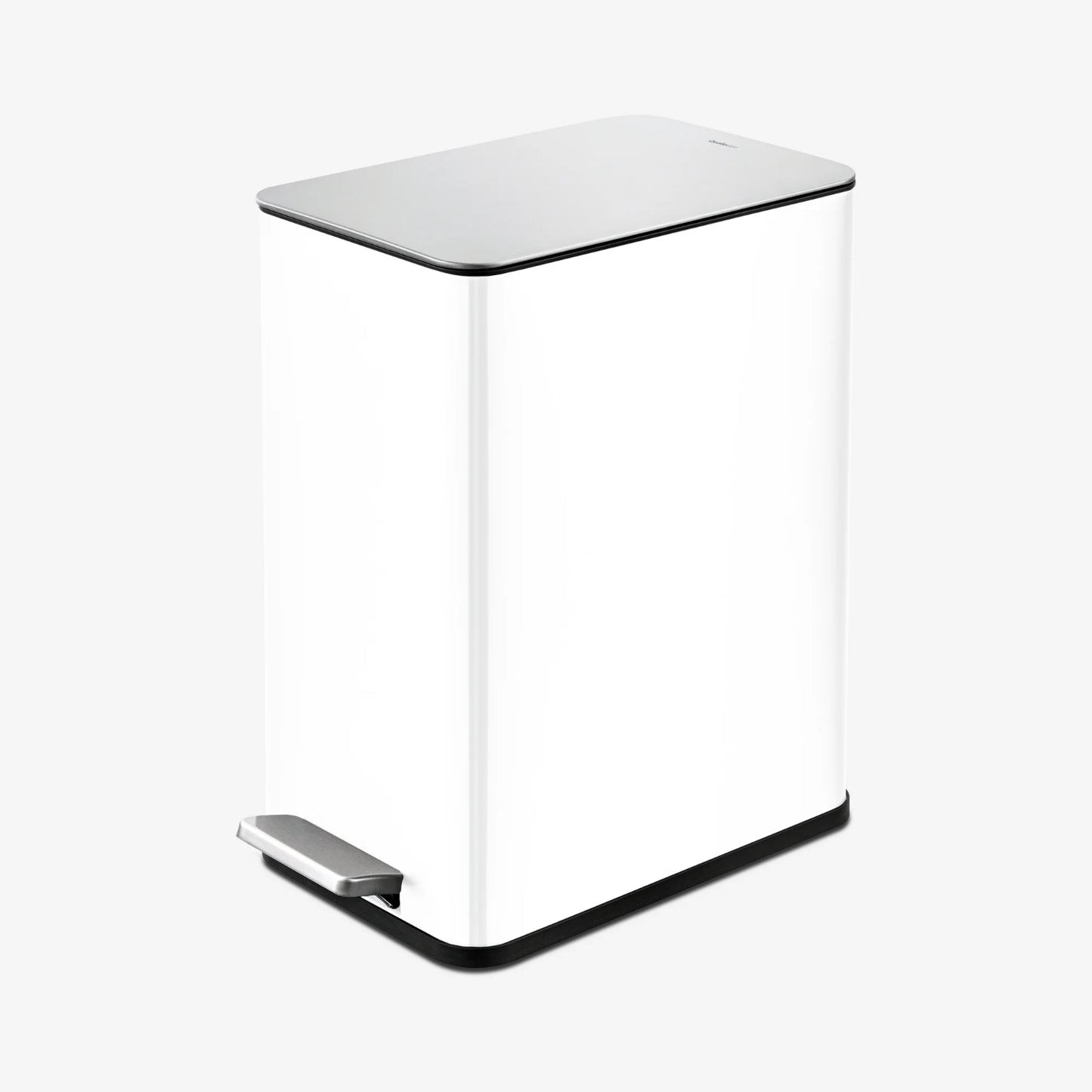 LunaLulinlk White Stainless Steel 2.6 Gallon Trash Can, Step-Up Bathroom Trash Can