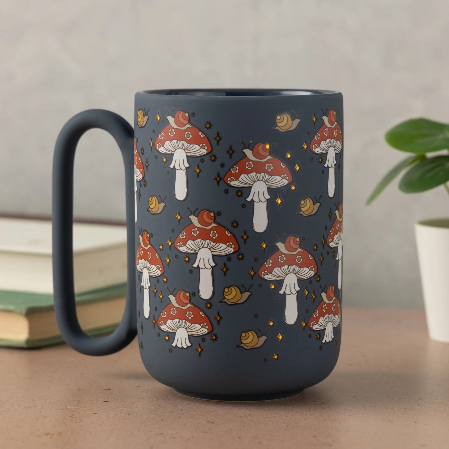 LunaLulinlk Stoneware Soft Touch Mushroom Mug, 18.6 fl oz