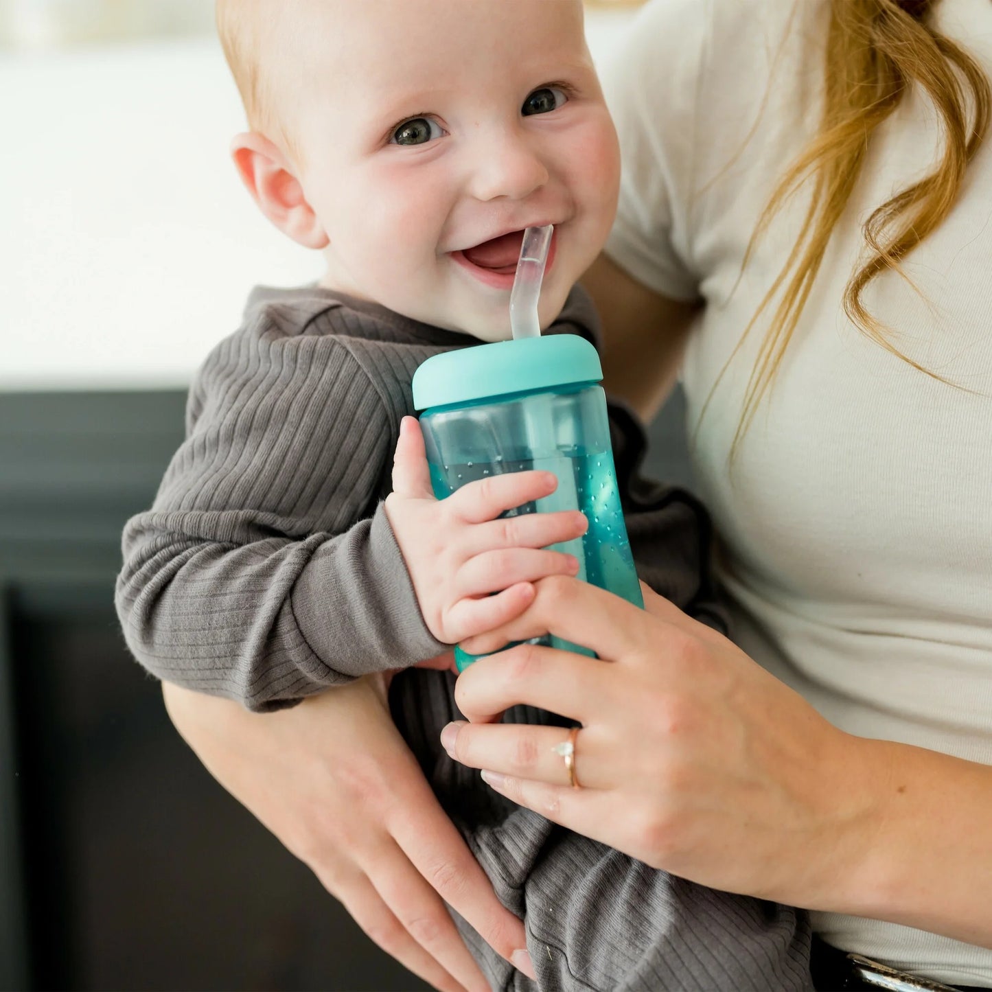 LunaLulinlk Squeezable Transition Sippy Cup with Silicone Straw - Toddler Feeding Supplies - 7 Oz - 1 Pack - Ages 6 Months and Up