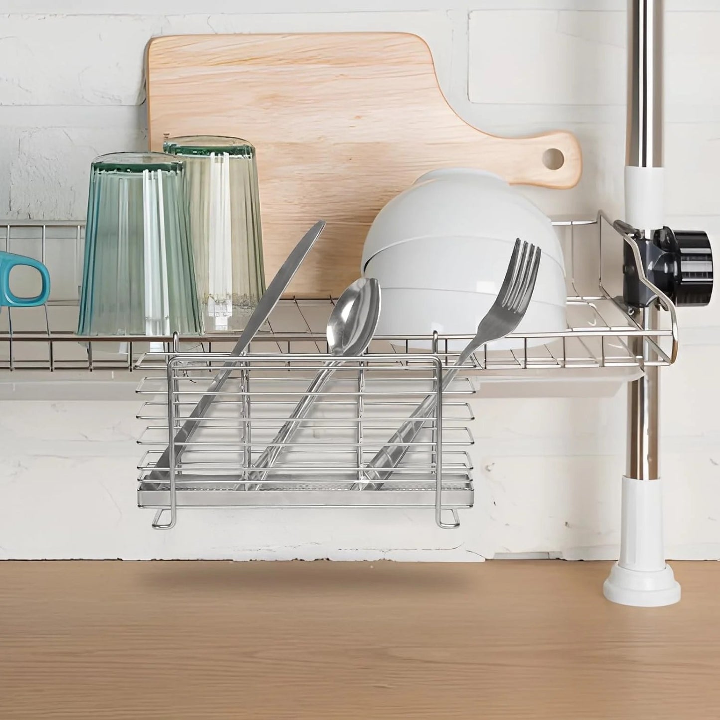 LunaLulinlk Utensil Holder, Stainless Steel Kitchen Utensil Drying Rack with 3 Compartments