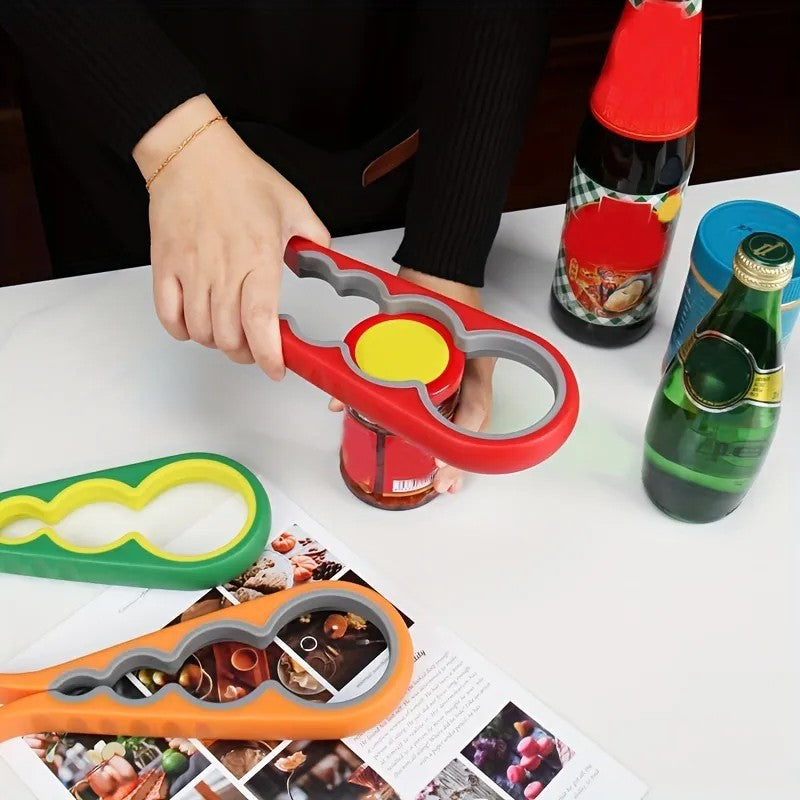 LunaLulinlk1pc Four-in-One Multifunctional Lid Opener - Labor-Saving Canning Device for Bottles, Cans, and Jars - Kitchen Life Supplies