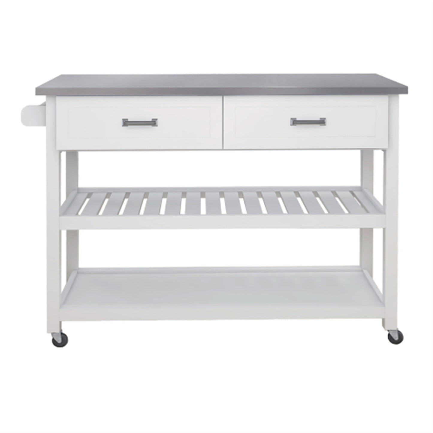 LunaLulinlk Stainless Steel Table Top White Kitchen Cart With Two Drawers