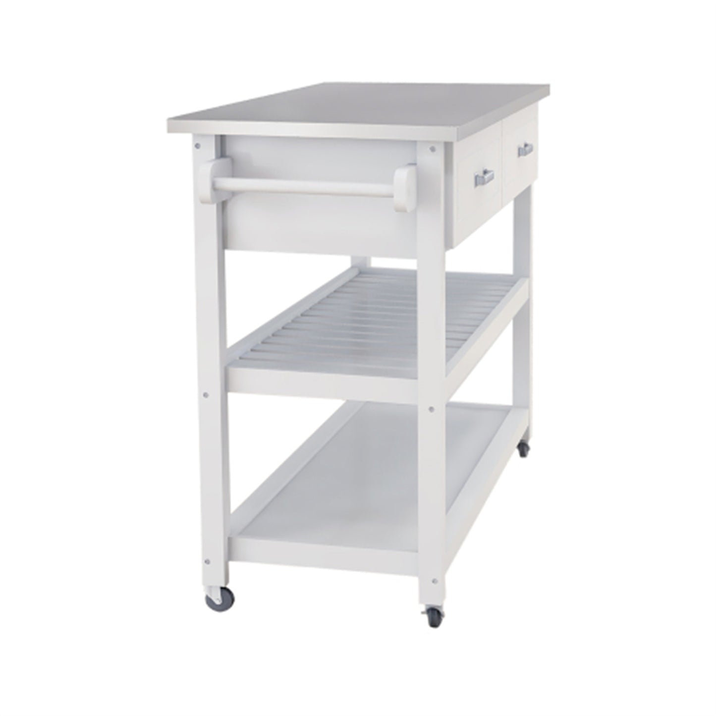 LunaLulinlk Stainless Steel Table Top White Kitchen Cart With Two Drawers